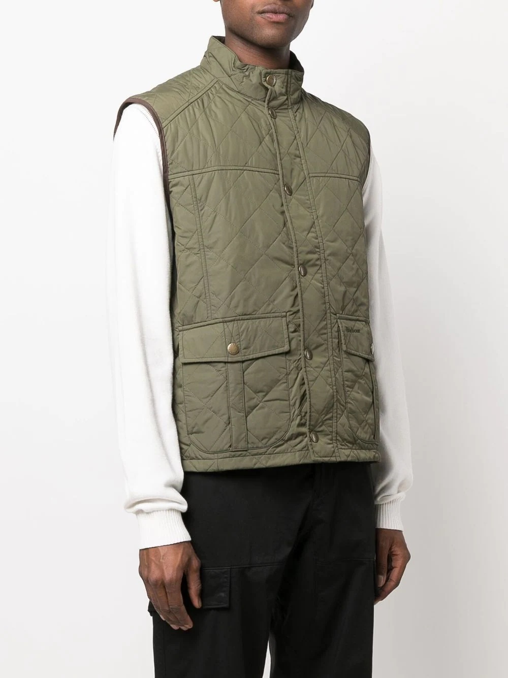 quilted funnel neck gilet - 3