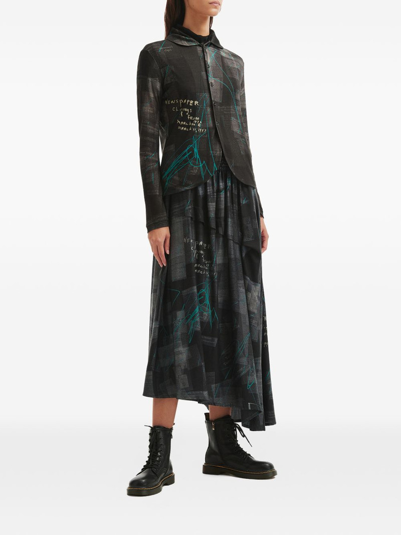 Y's newspaper-print skirt outlook