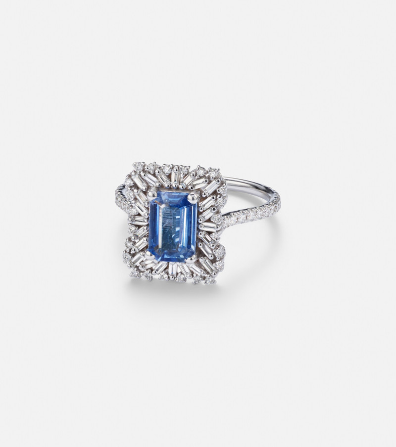 18kt white gold ring with sapphires and diamonds 1