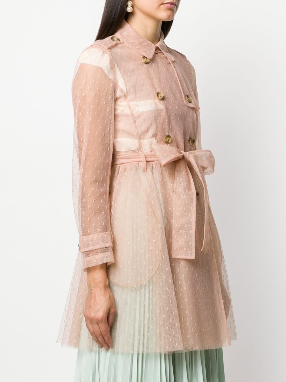 point d'Esprit tulle trench coat - 3