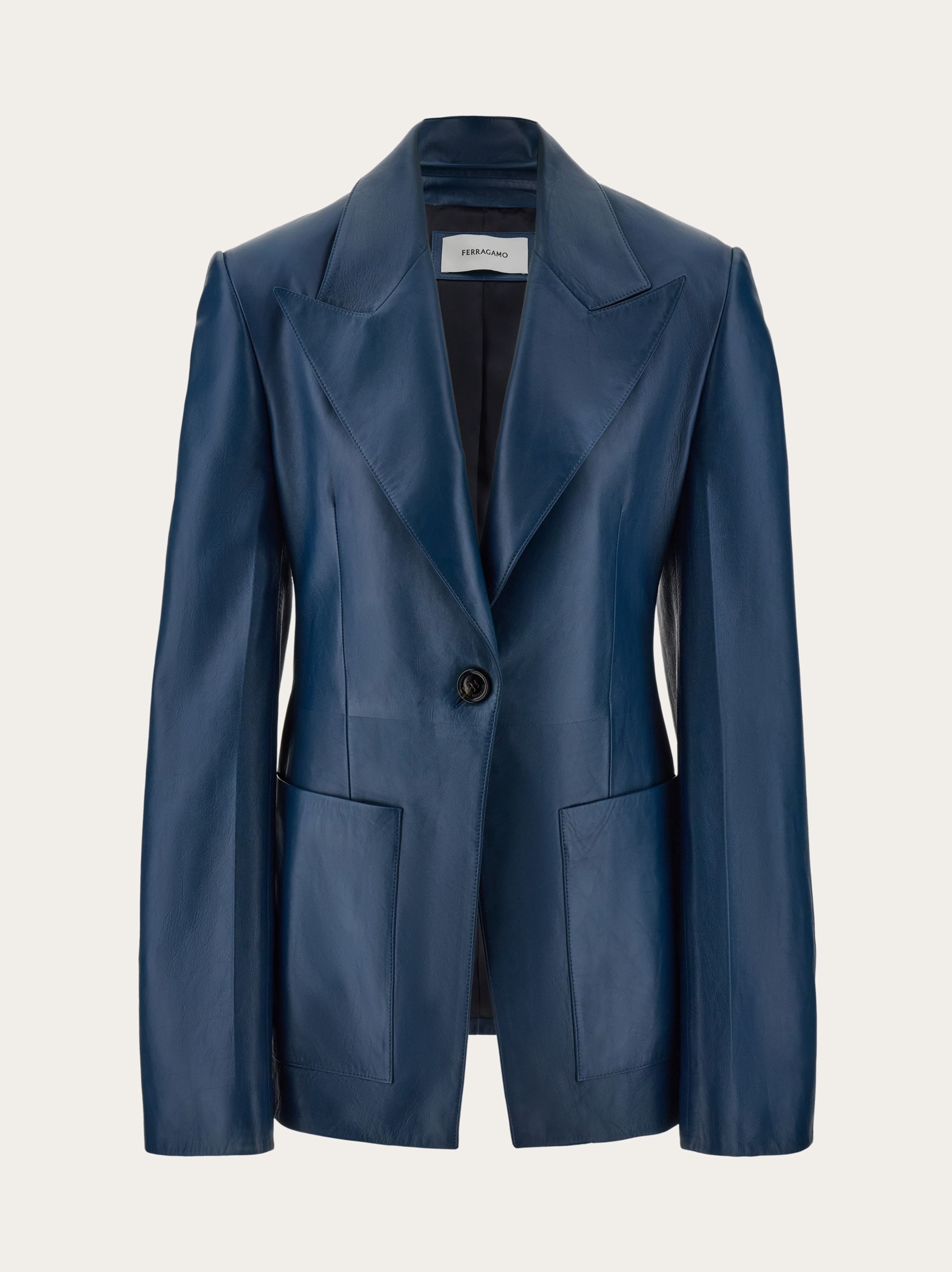 Single breasted leather blazer - 1