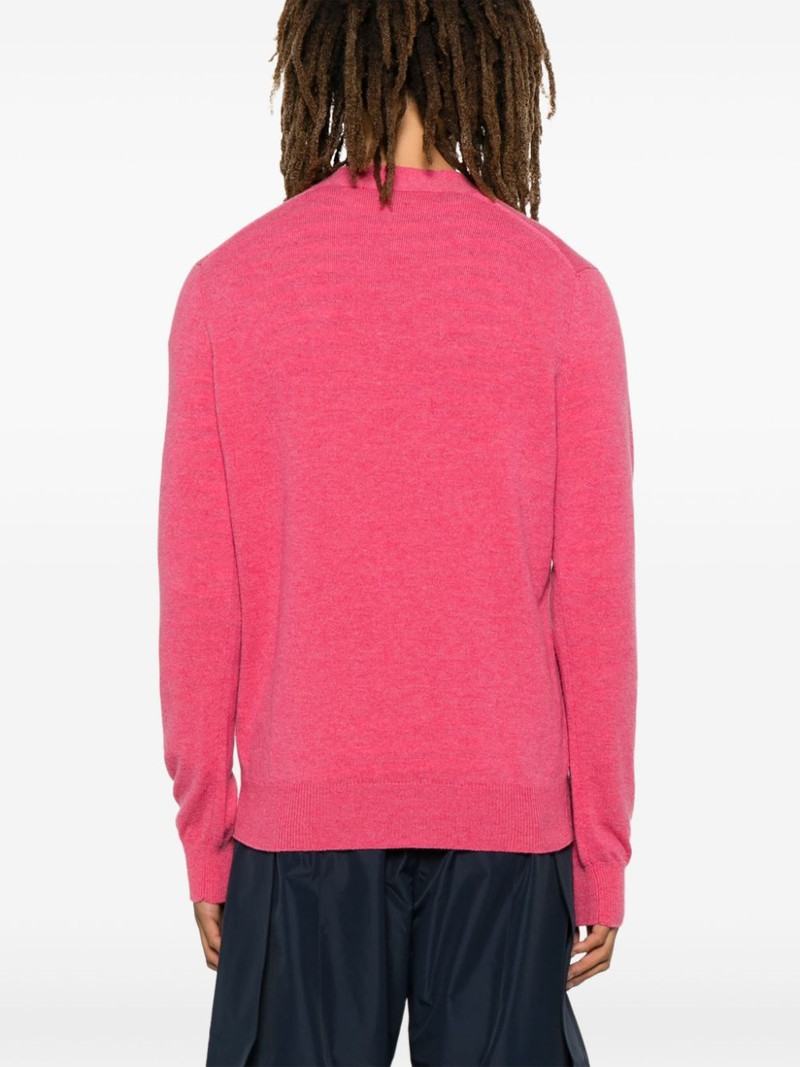 V-neck double heart-patch cardigan 4