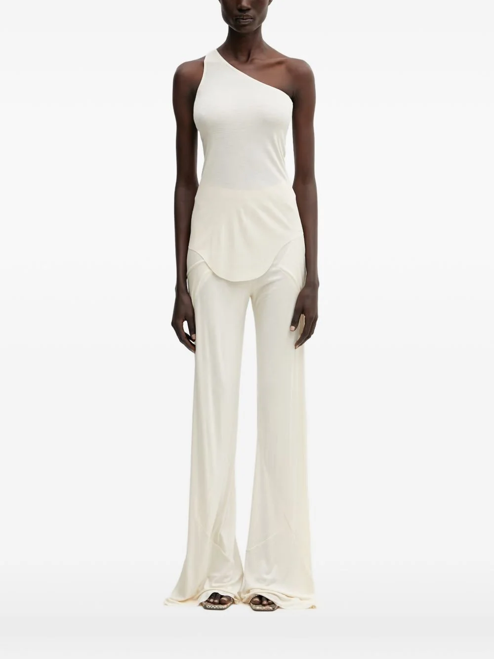 one-shoulder curved-hem T-shirt - 1
