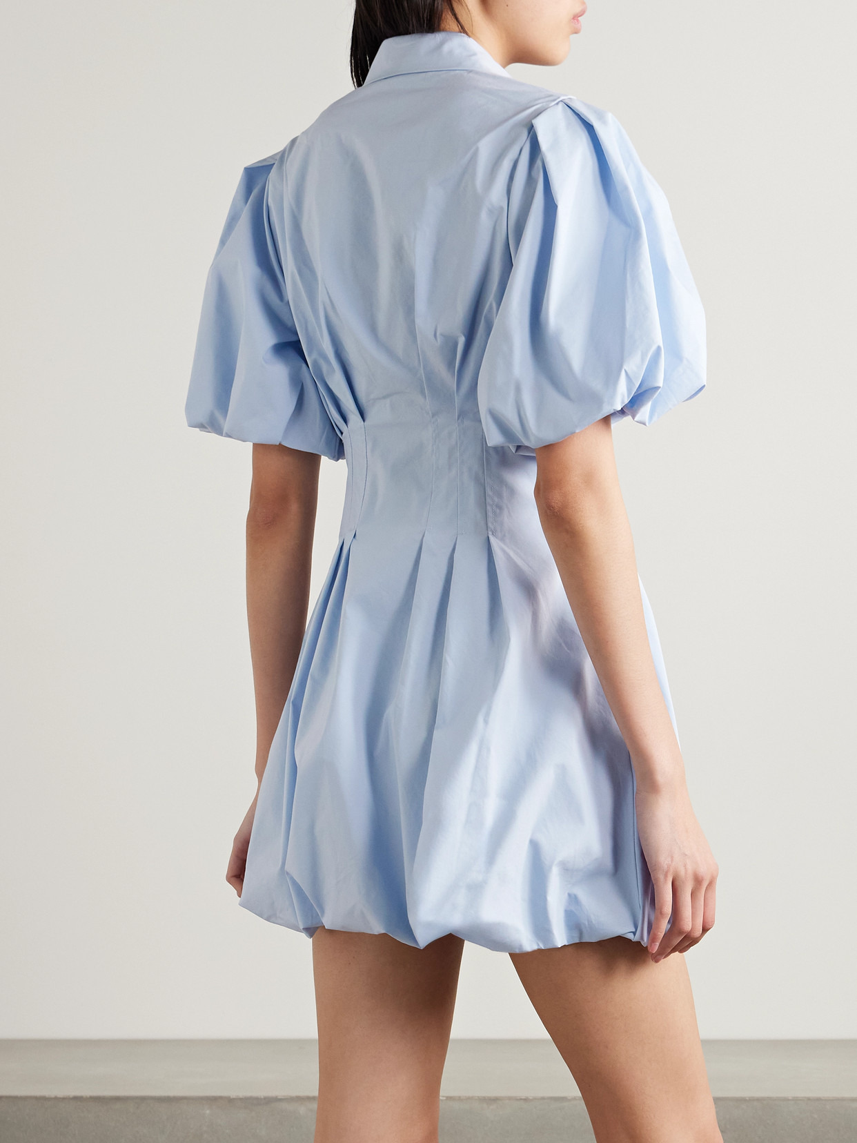 Cleo Pleated Cotton-blend Mini Shirt Dress - 3