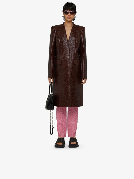 MASCULINE COAT IN CROCODILE EFFECT VINTAGE LEATHER - 2