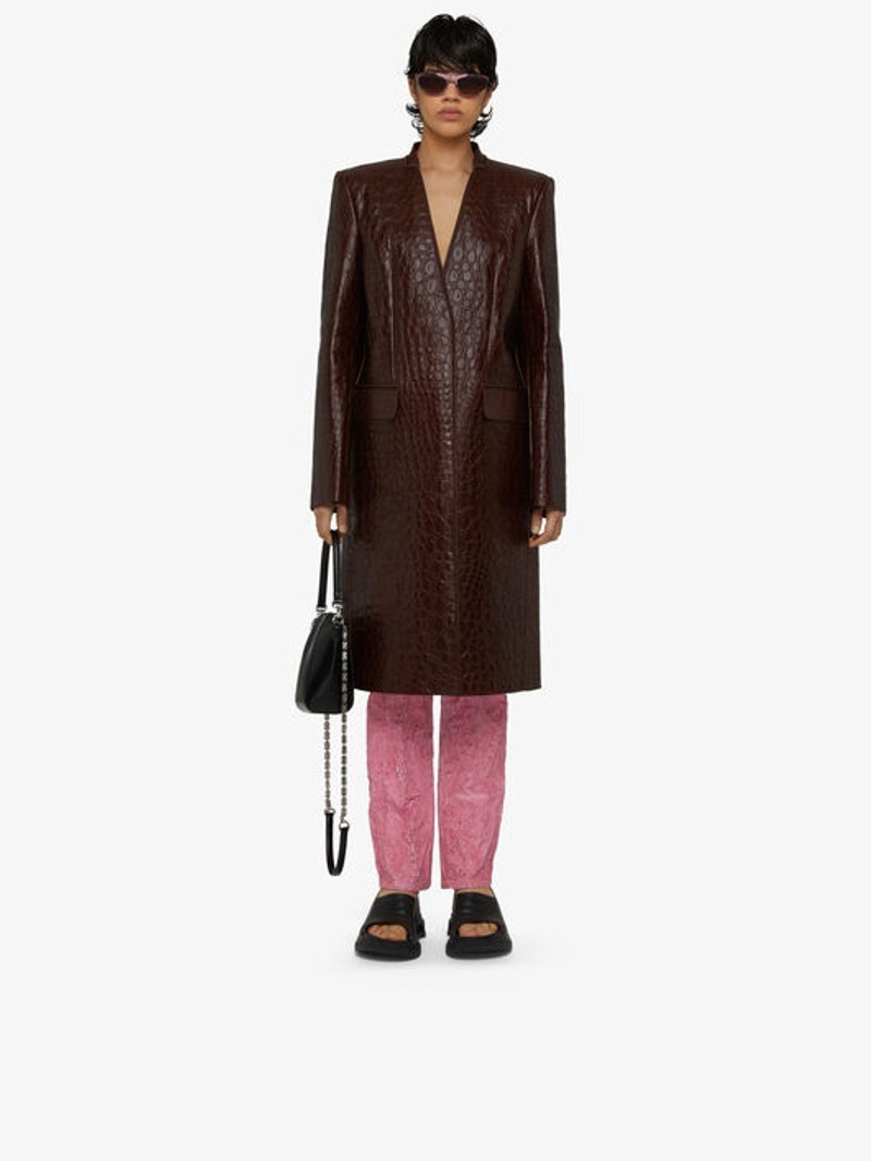Givenchy MASCULINE COAT IN CROCODILE EFFECT VINTAGE LEATHER outlook