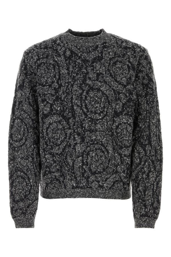 Versace Man Embroidered Cotton Blend Sweater - 1