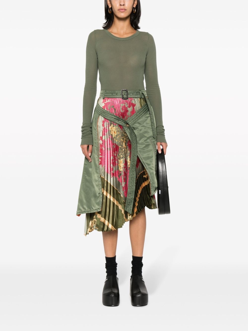 floral-print draped midi skirt - 2