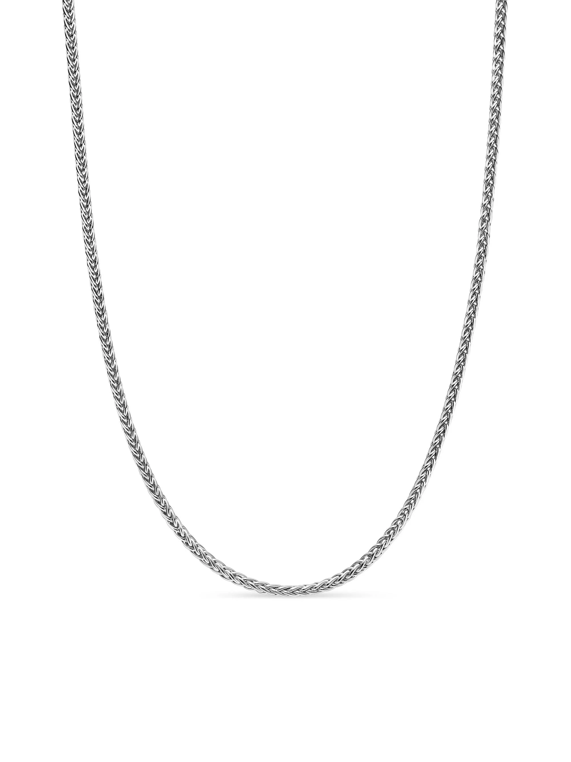 Men's Wheat Chain Necklace in Sterling Silver - Silver - 1