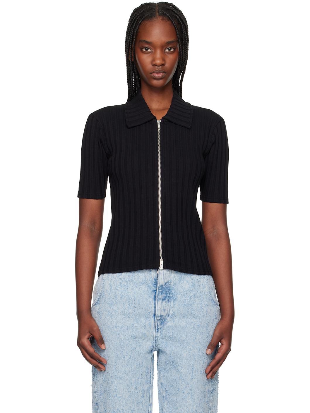 Black Zip Up Polo - 1