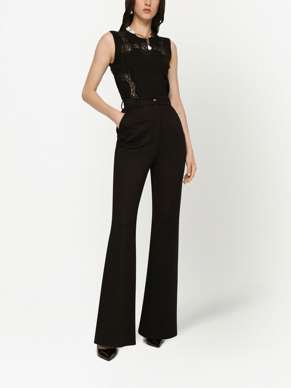 lace-trim sleeveless top - 3