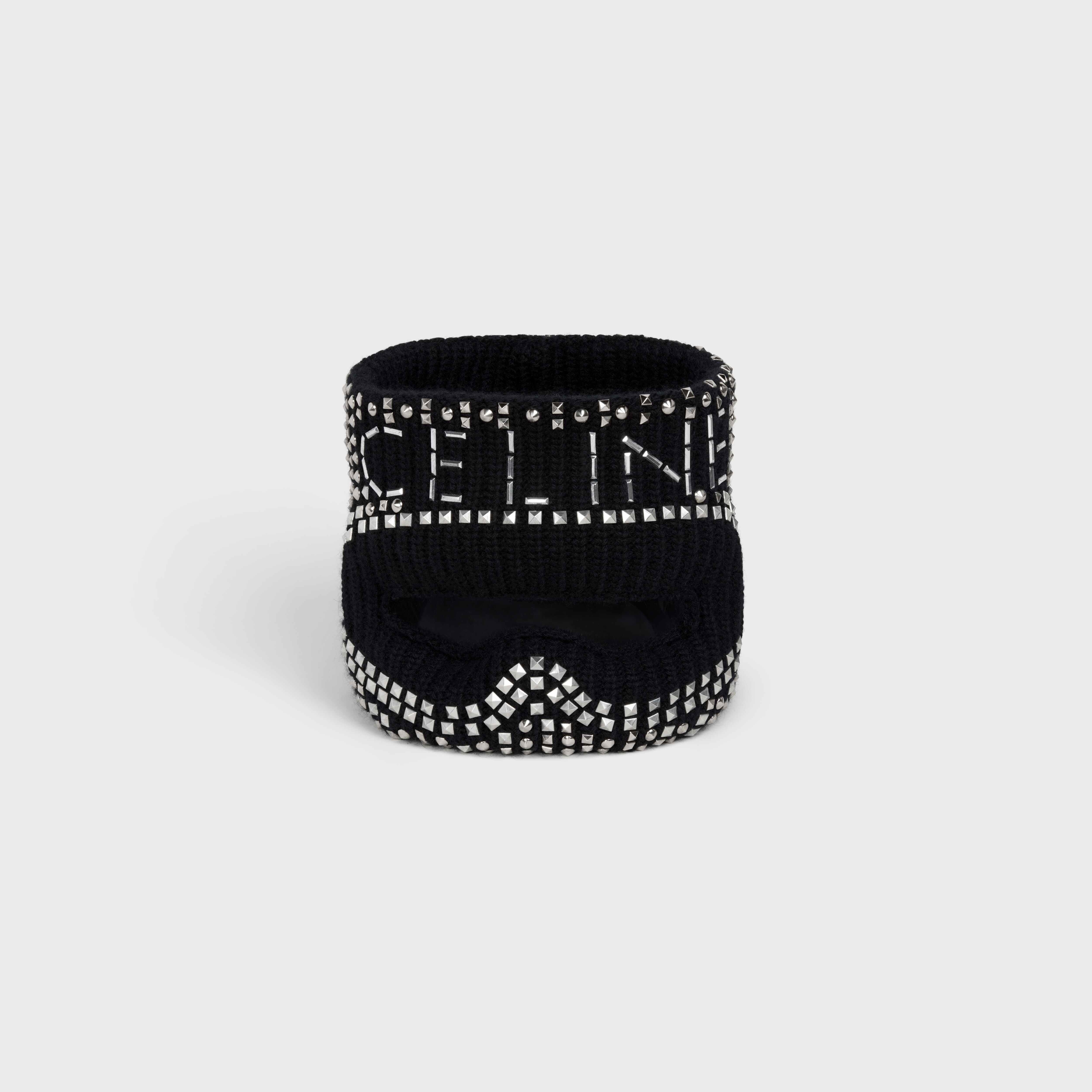 CELINE EMBROIDERED WOOL MASK WITH STUDS - 1