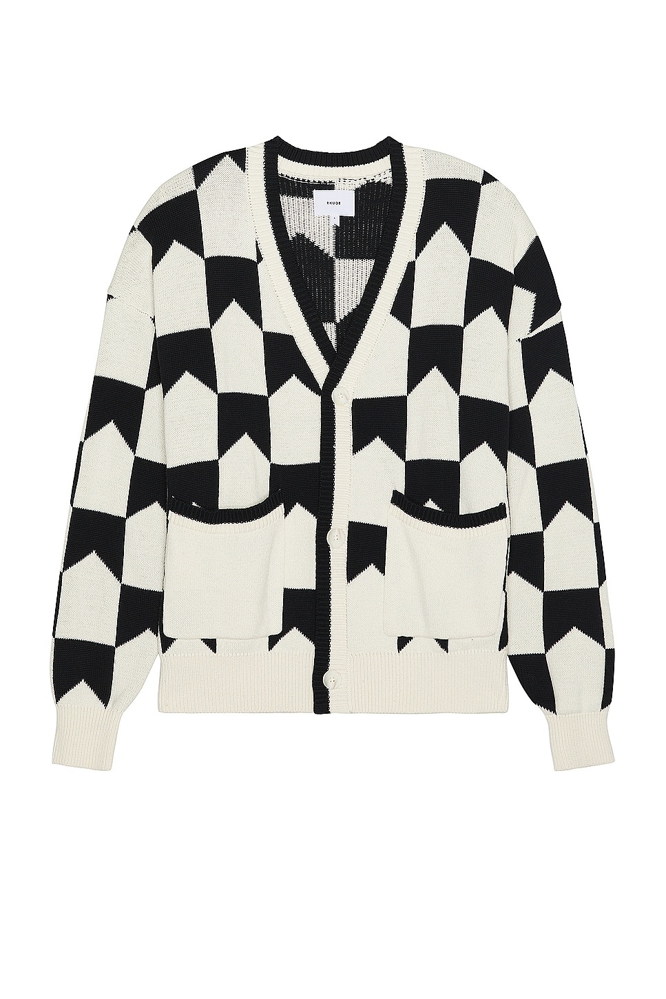 Chevron Checkered Knit Cardigan - 1