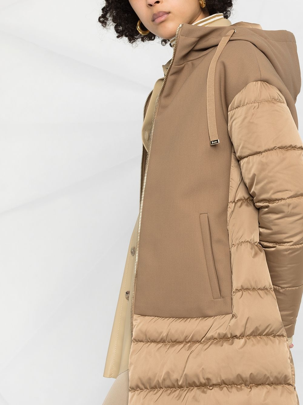 contrast panel padded coat - 3