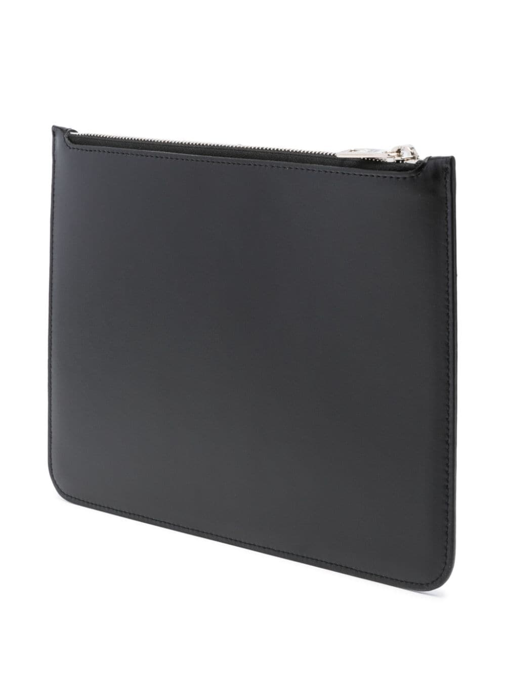 logo-print leather clutch bag - 3