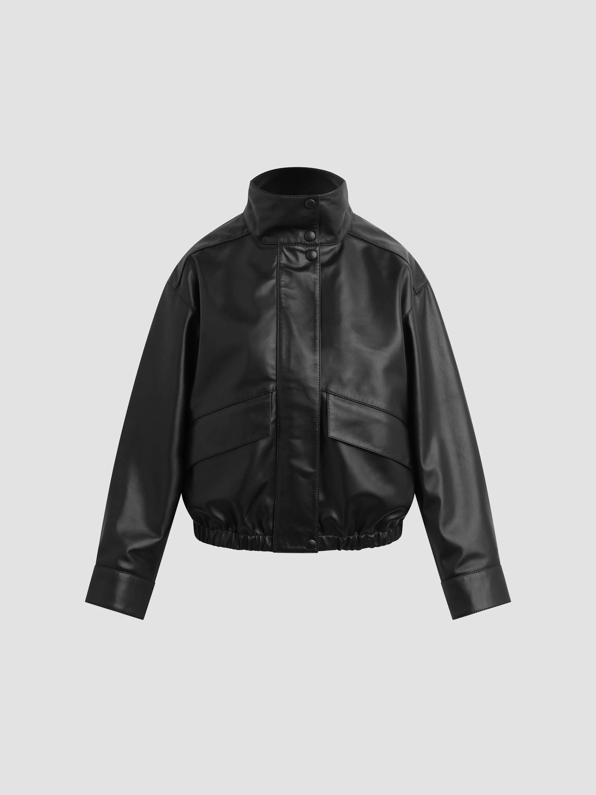 Women's The Cohen Leather Bomber Jacket - Black - 1