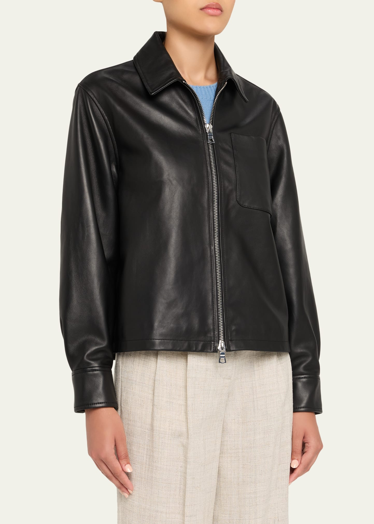 Rhea Lambskin Leather Jacket - 4