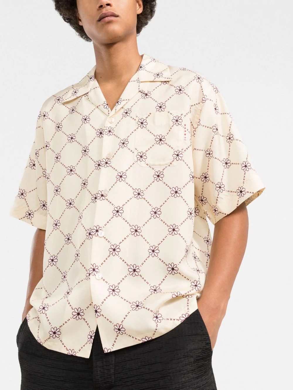 floral-print bowling shirt - 3