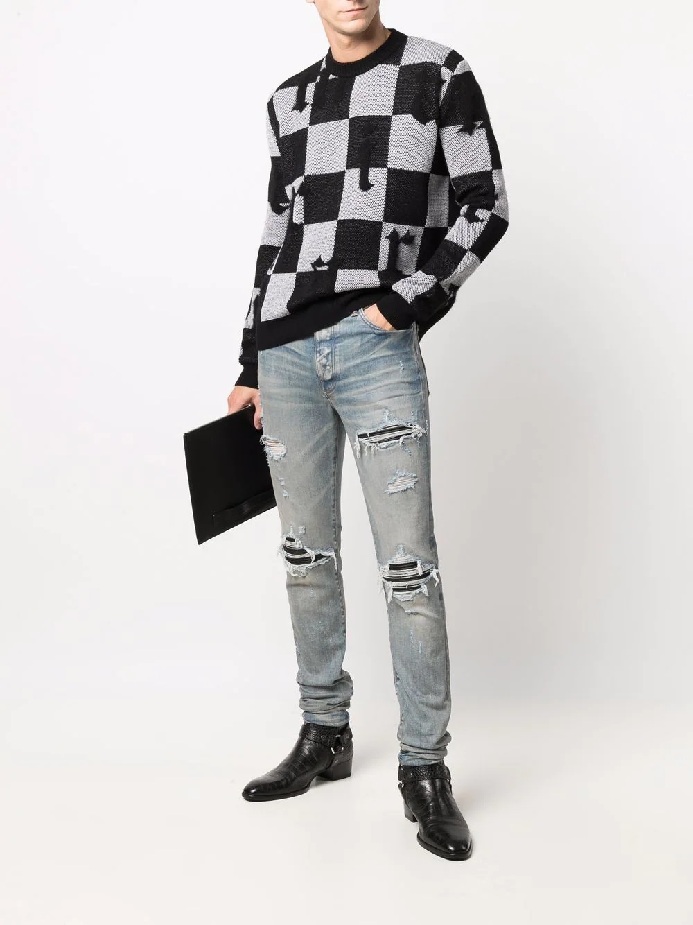 checked two-tone jumper - 2