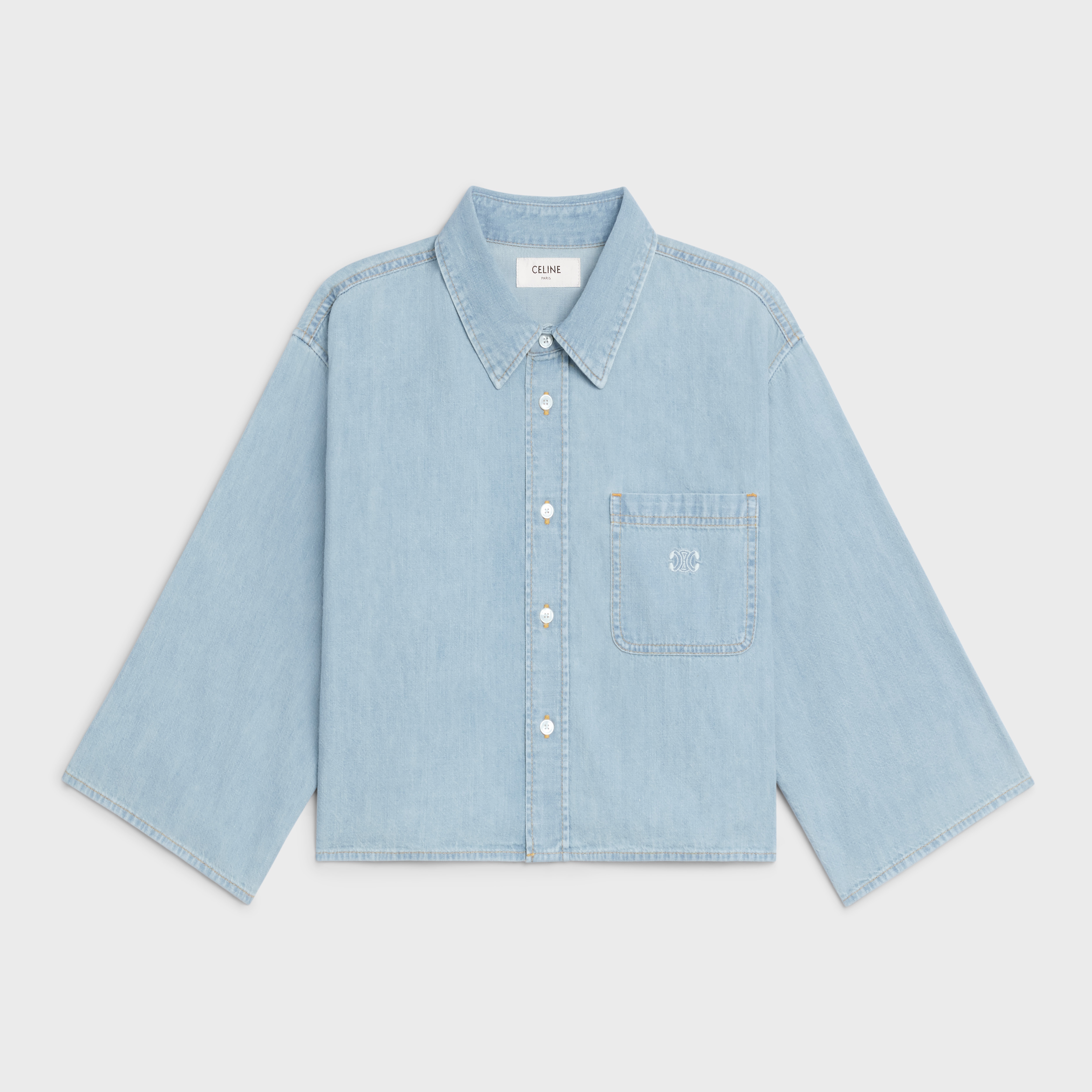 CELINE CROPPED SHIRT IN MELODY WASH DENIM | REVERSIBLE