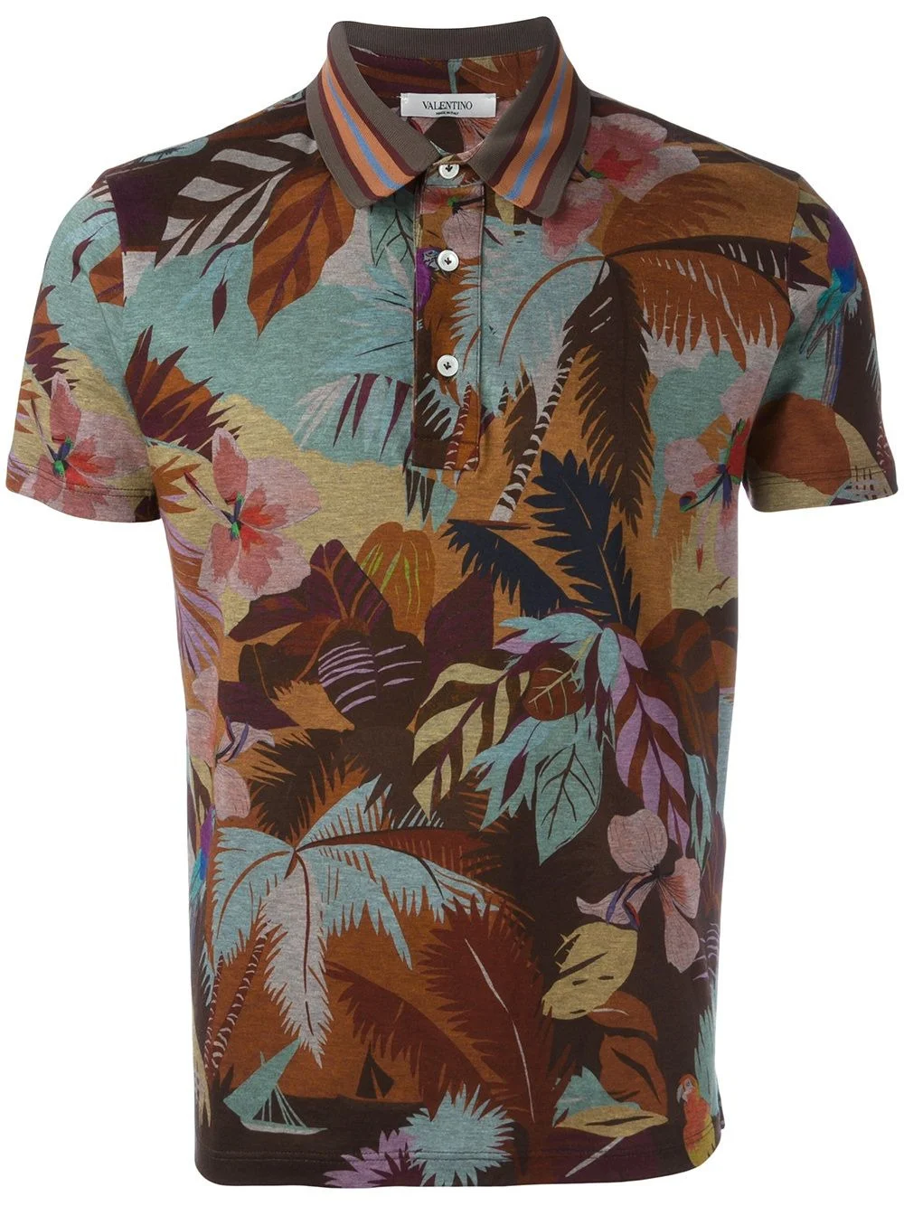 tropical print polo shirt - 1
