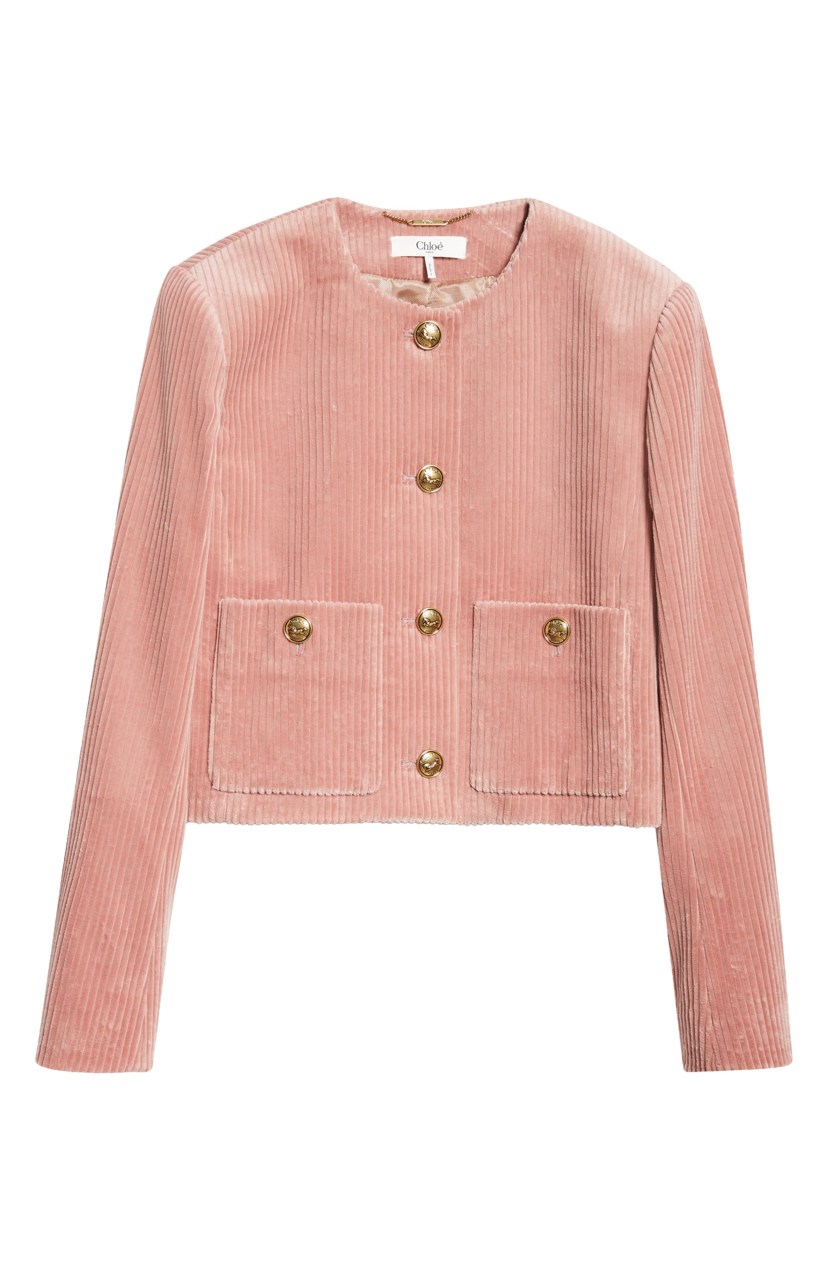 Chloé Crop Corduroy Jacket in Wild Pink at Nordstrom - 7