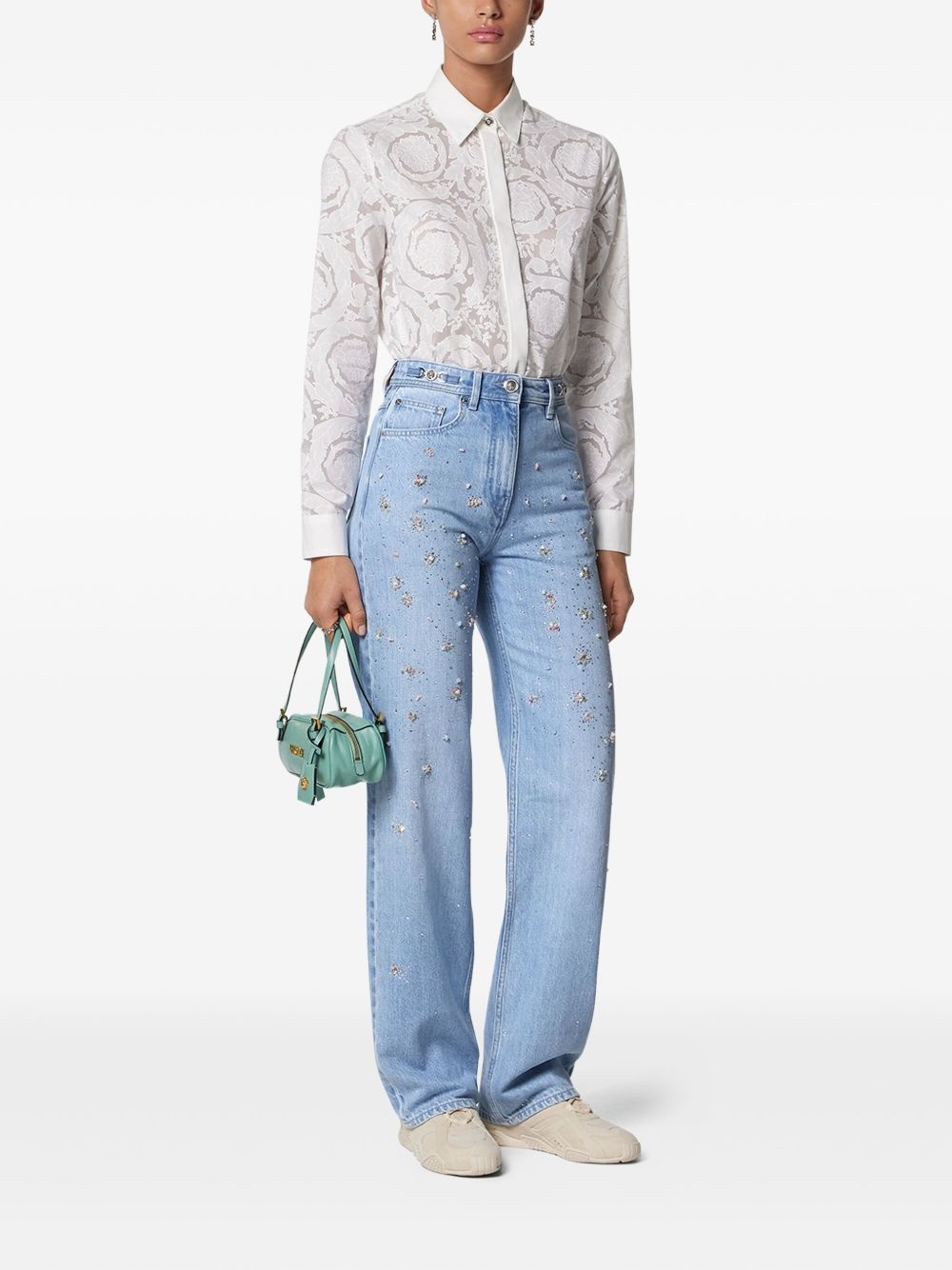 embellished high-waist jeans - 2