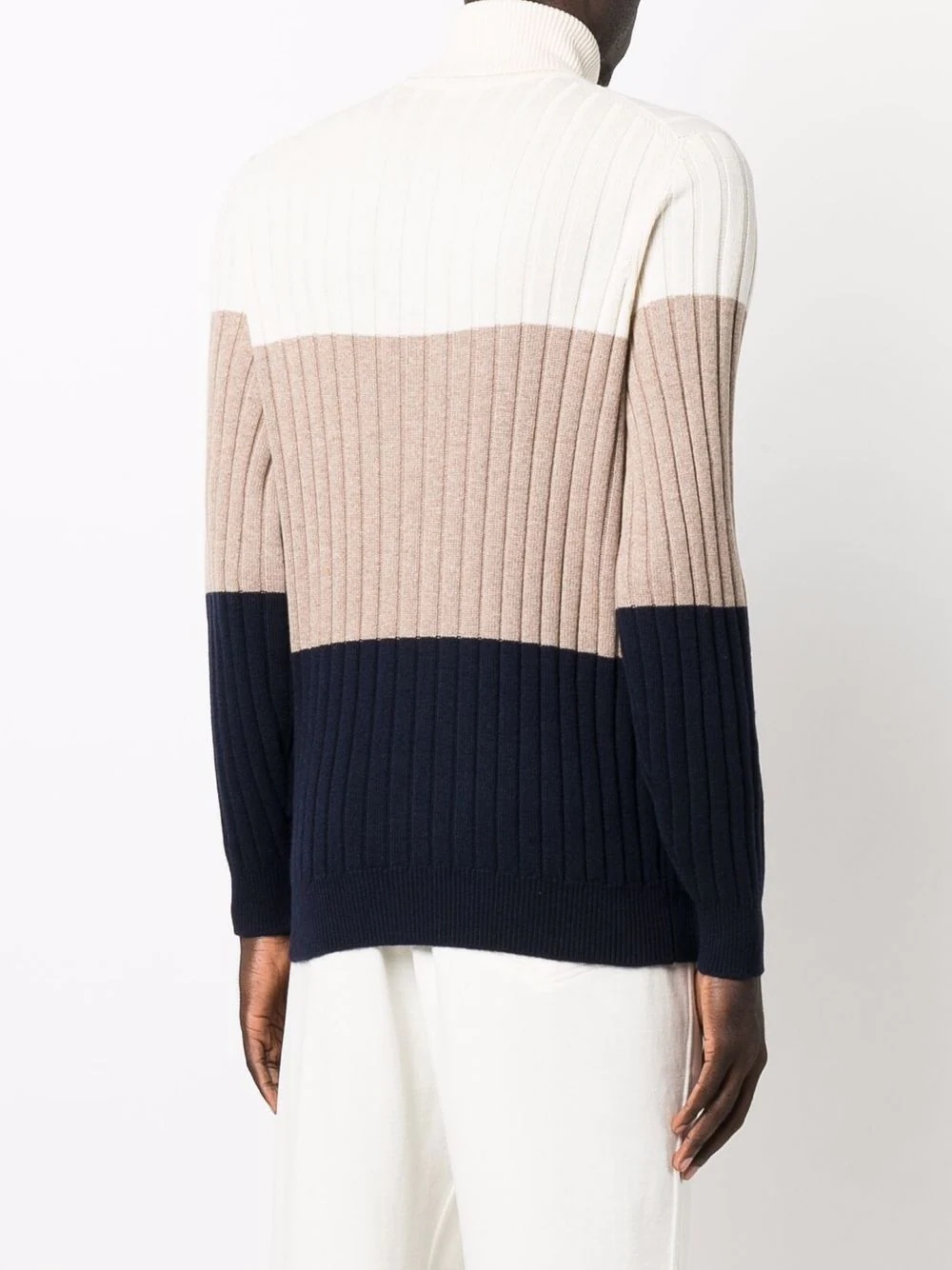 ribbed colour block roll-neck jumper - 4