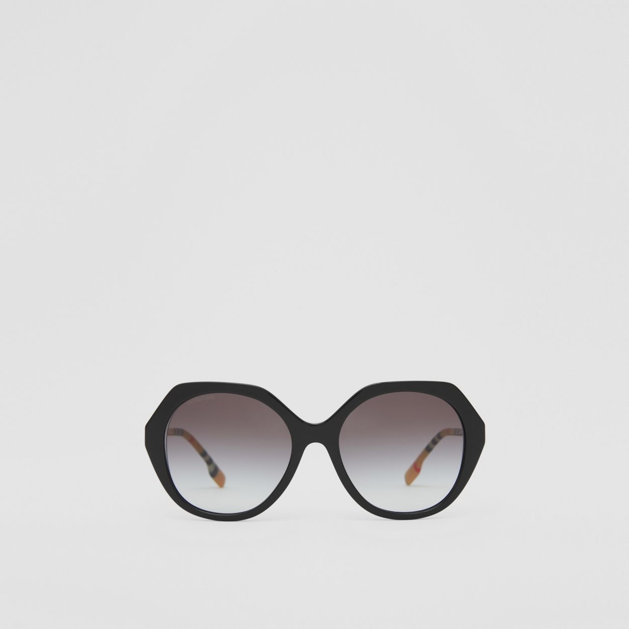 Oversized Check Detail Geometric Frame Sunglasses - 1