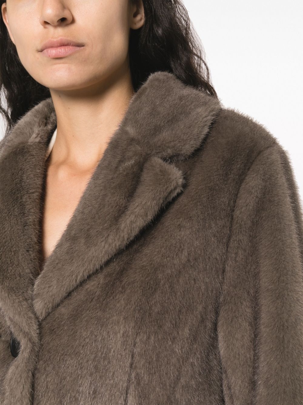 notched-collar faux-shearling coat - 5