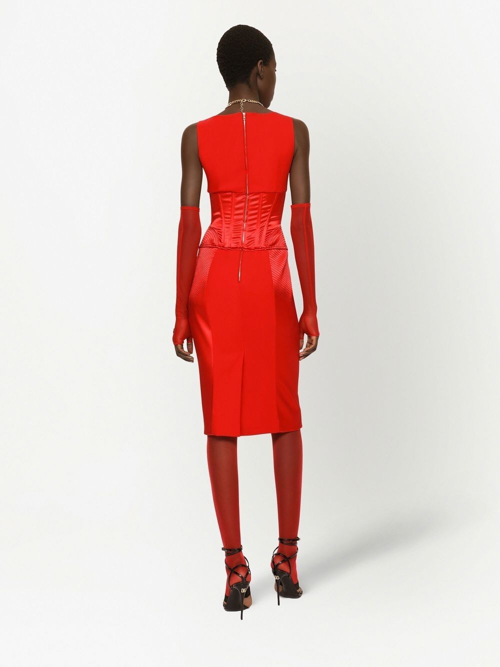 panelled sleeveless midi dress - 4