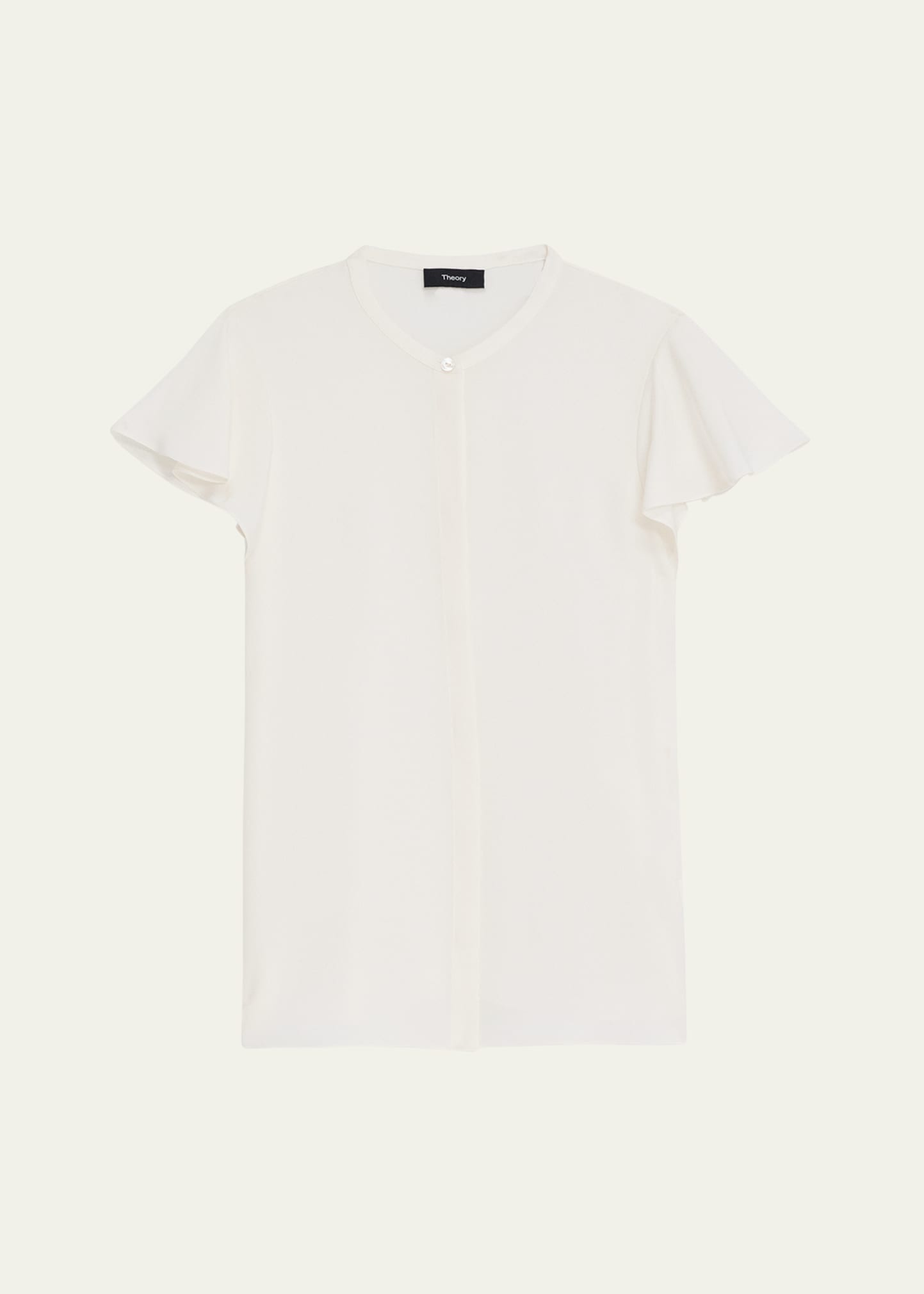 Ruffle-Sleeve Silk Button-Front Top - 1