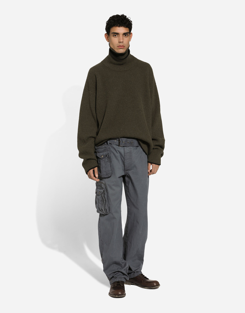Dolce & Gabbana Wool fisherman’s rib-knit sweater with double turtle-neck outlook