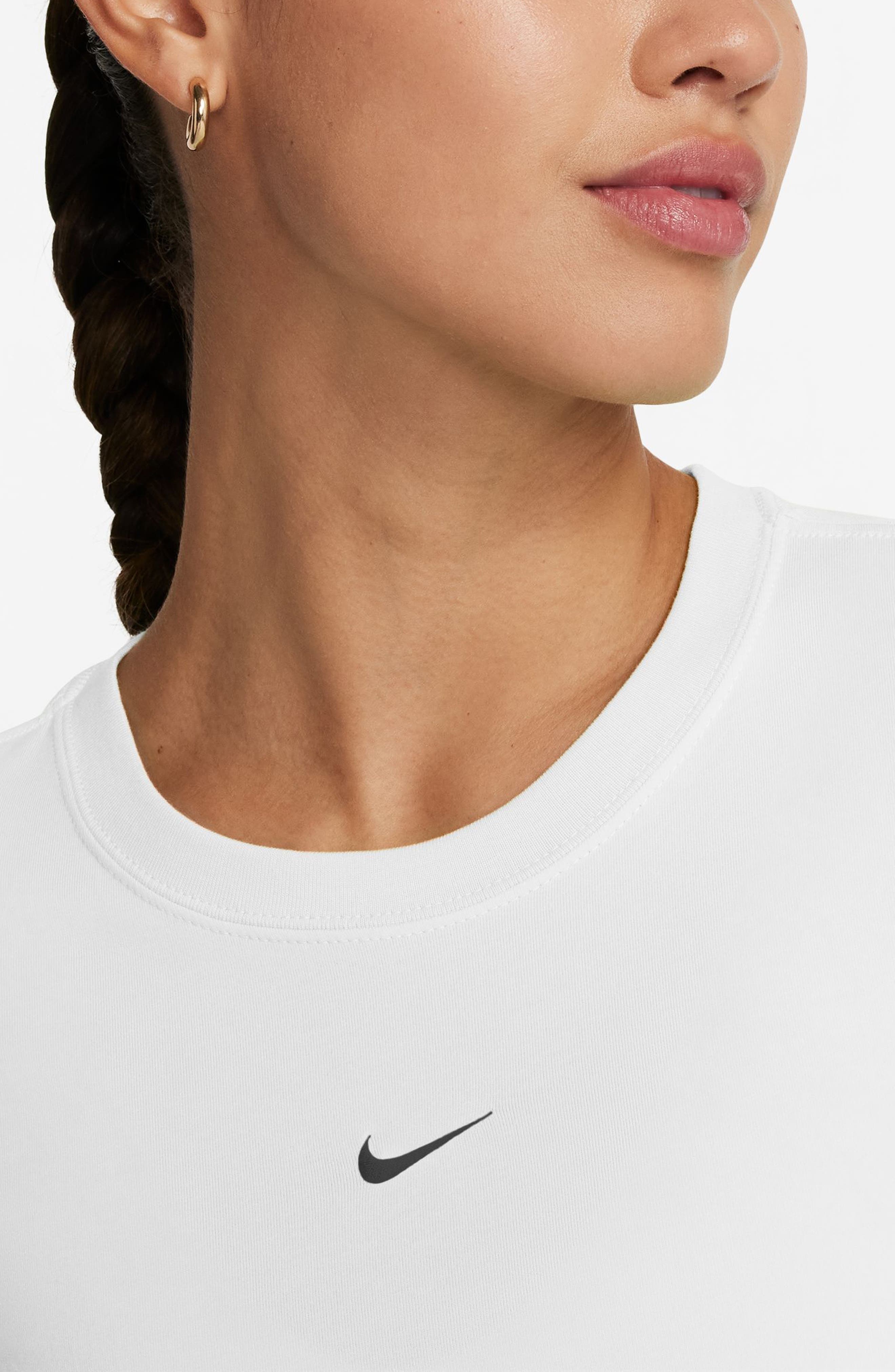 Nike Sportswear Club Chill Knit Mod Crop T-Shirt in White/Black at Nordstrom - 3