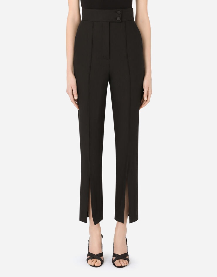 Textured fabric pants with slit on hem - 2