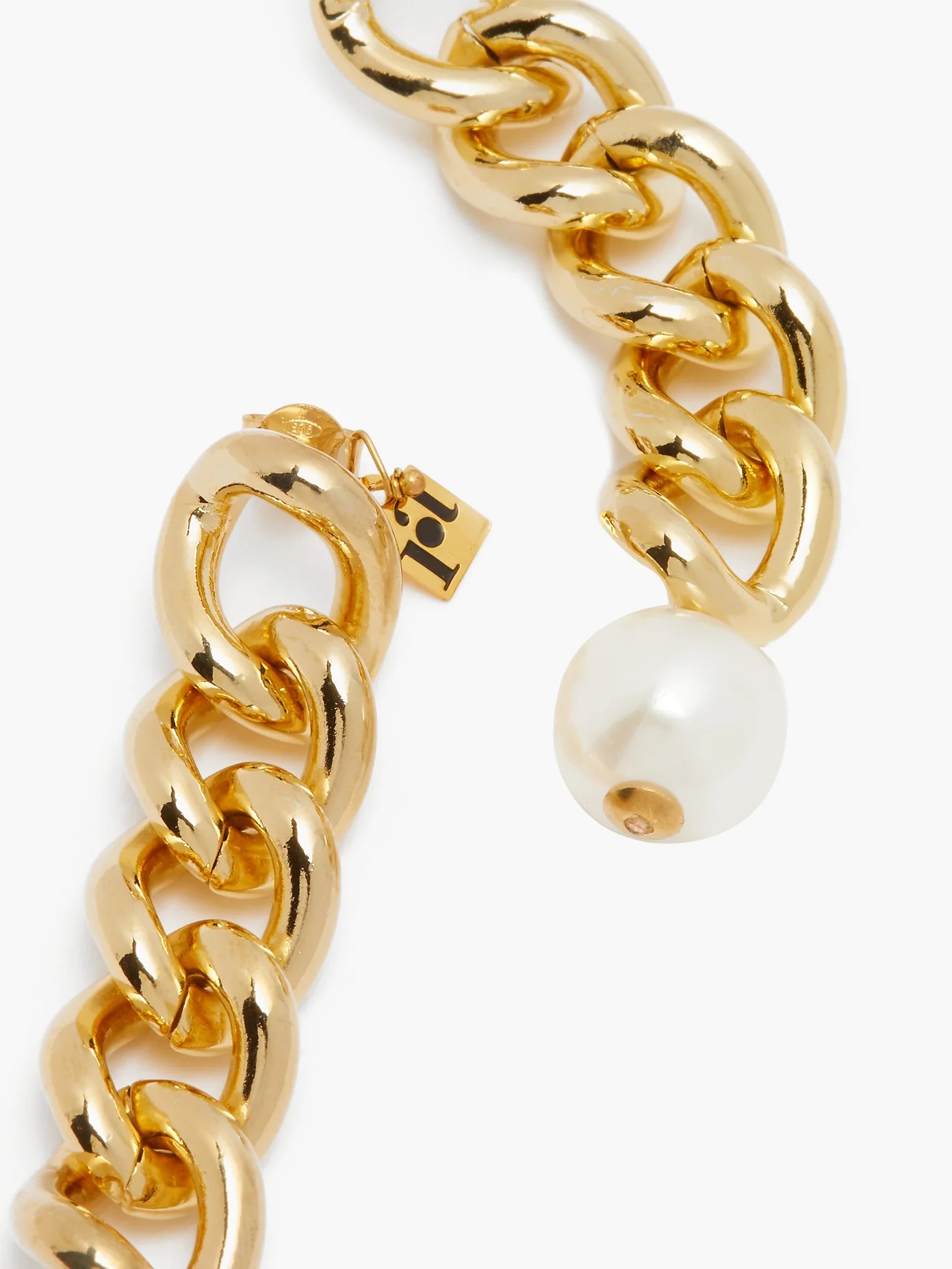 Canasta pearl-embellished curb-chain drop earrings - 3