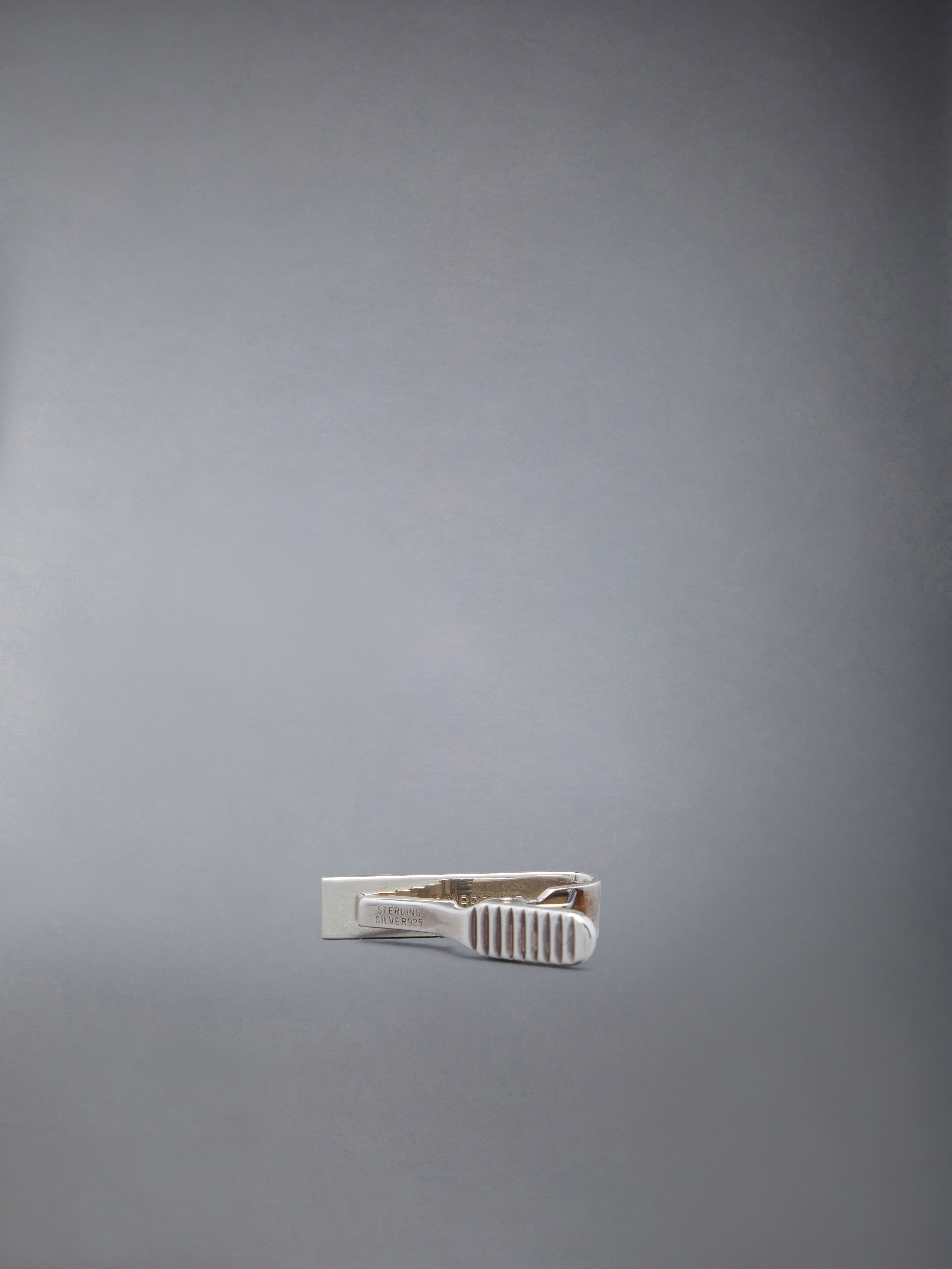 SILVER ENAMEL STRIPE SHORT TIE BAR - 3