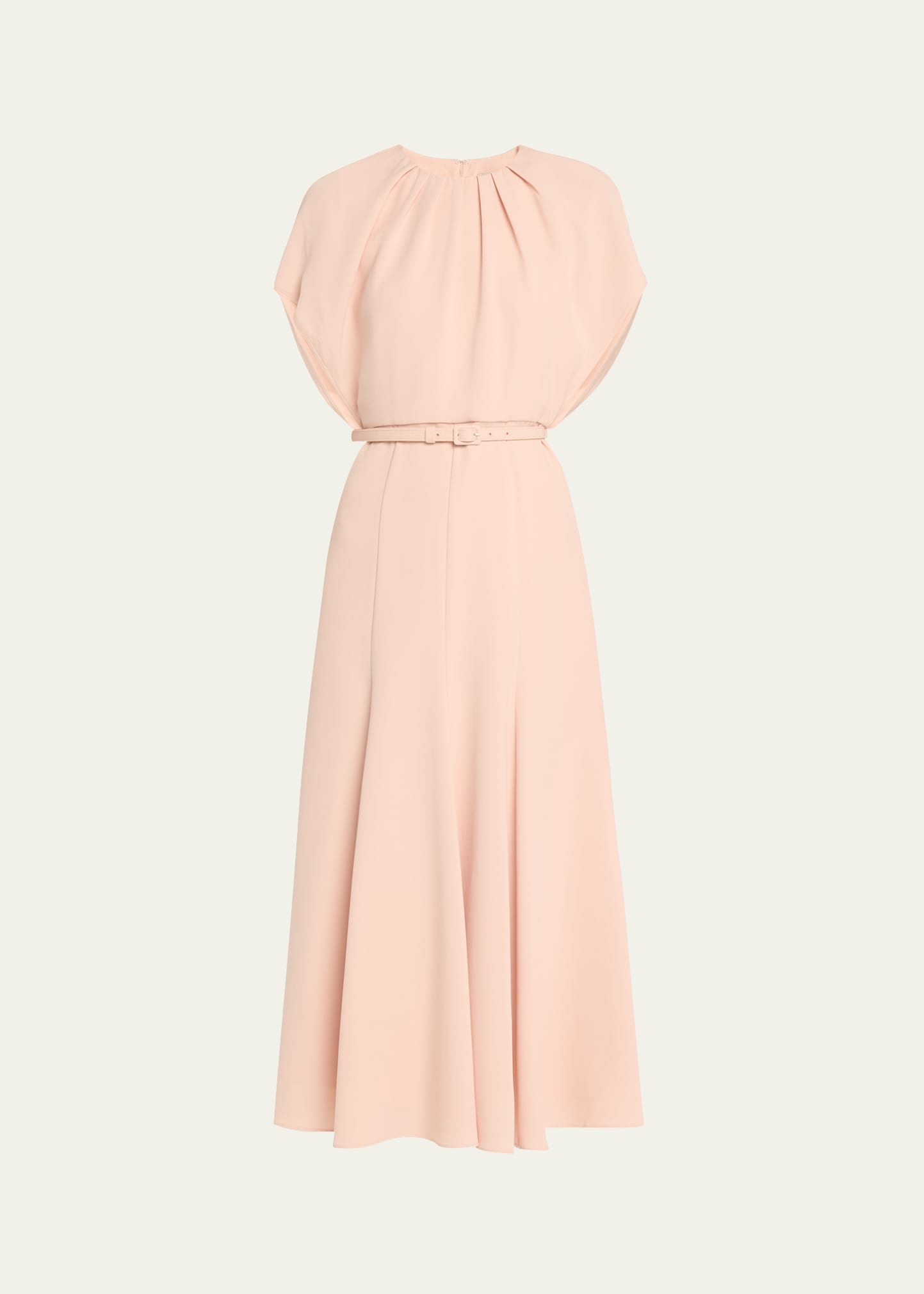 Gathered Neck Light Cady Belted Dress - 1