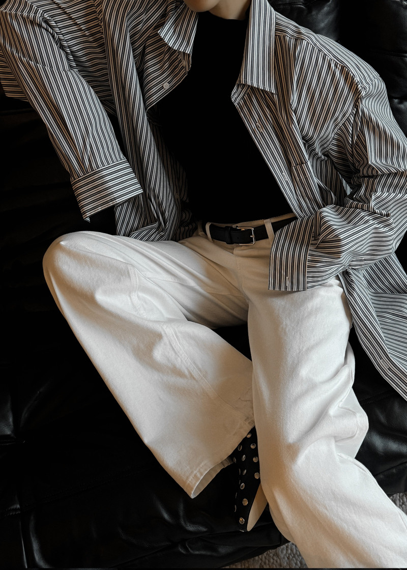 Cyrus Button Up Shirt - Black/White Stripe 11