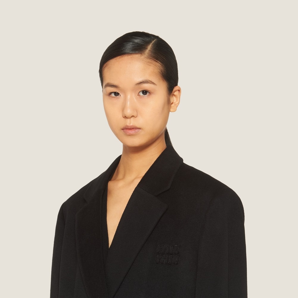 Double-breasted velour coat - 4