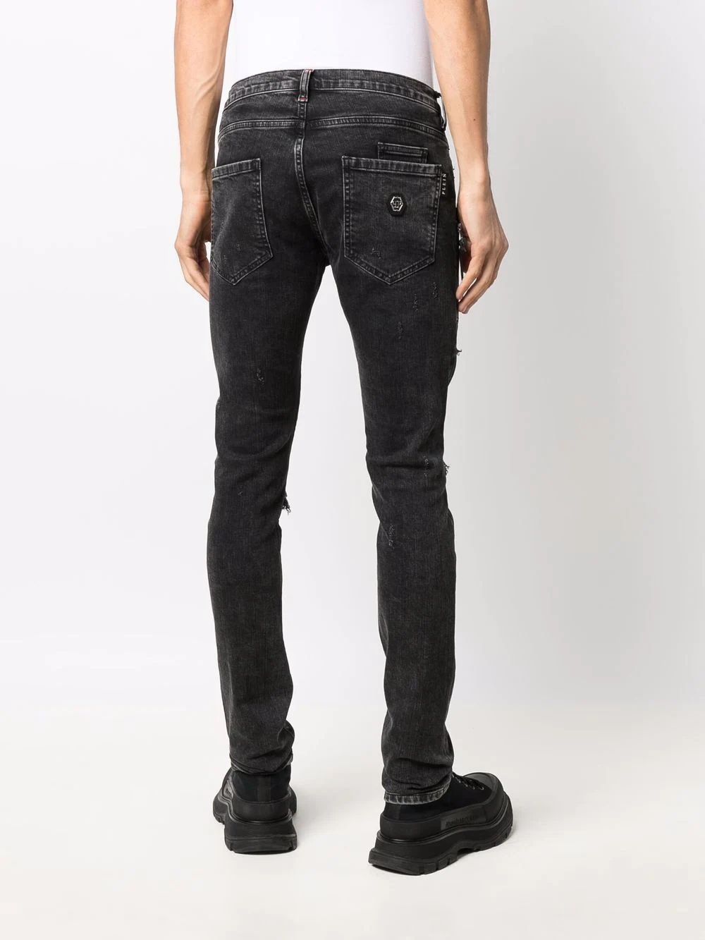 Biker Destroyed low-rise slim-cut jeans - 4