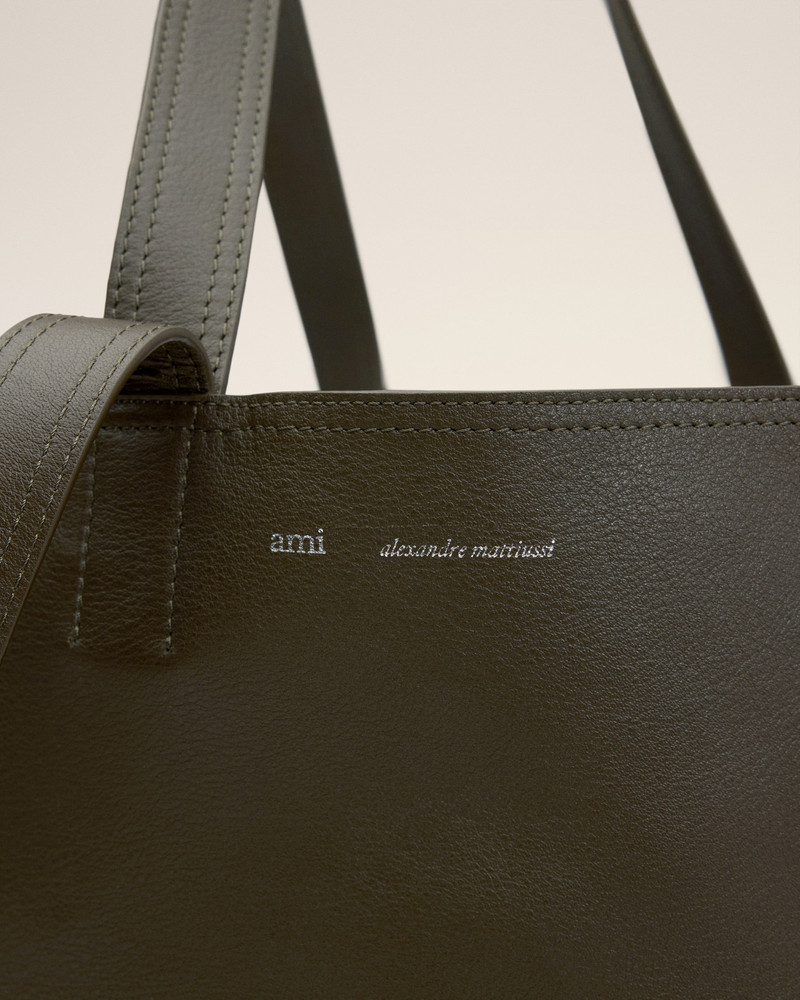GREEN LEATHER MIDI TOTE BAG 5