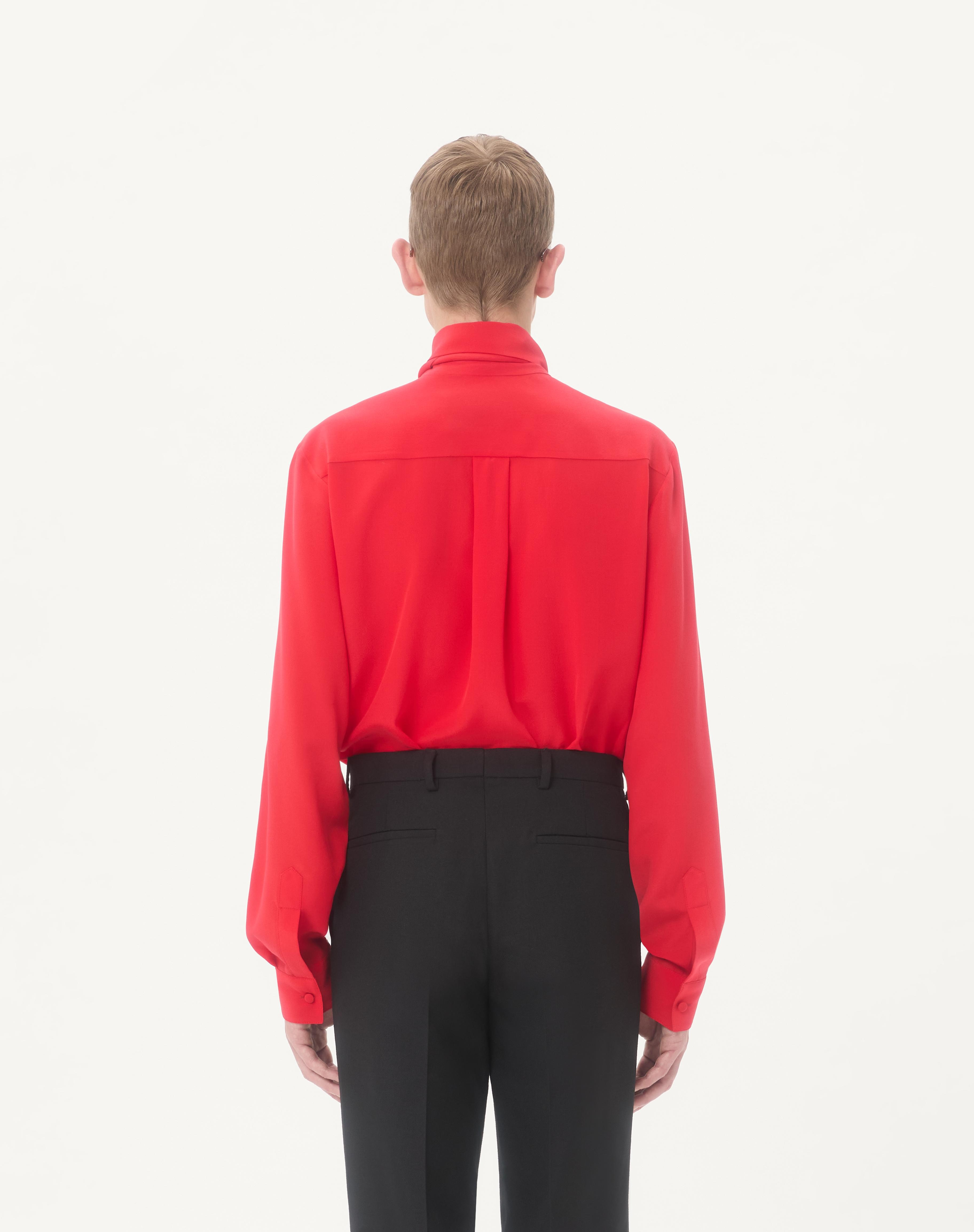 VALENTINO CREPE DE CHINE SILK SHIRT WITH SCARF COLLAR - 7