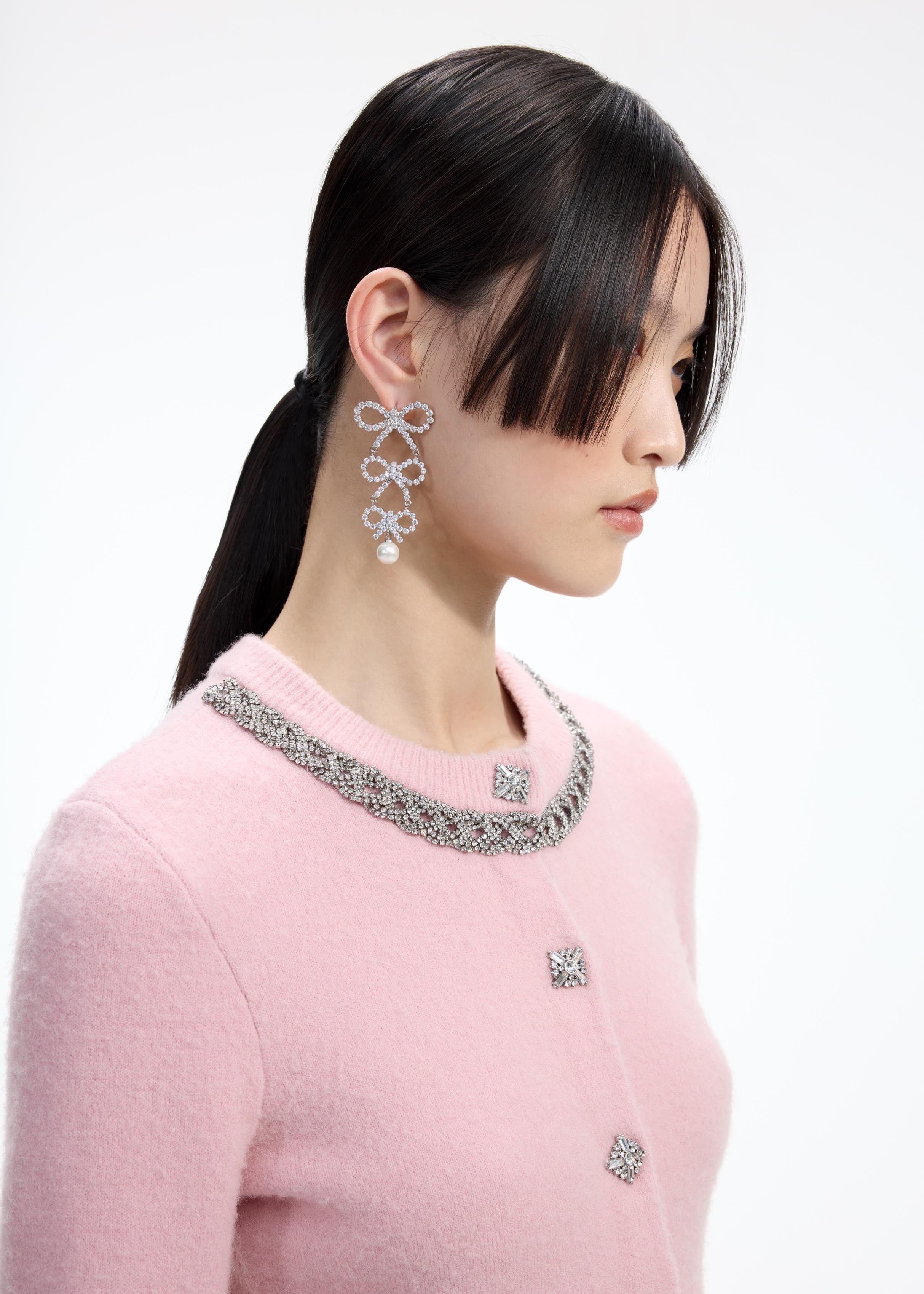 Tiered Crystal Bow Earrings - 3