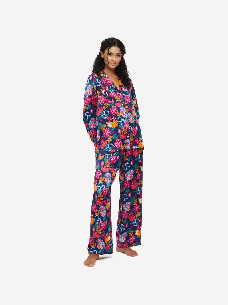 Women's Pyjamas Brindisi 78 Silk Satin Navy - 3