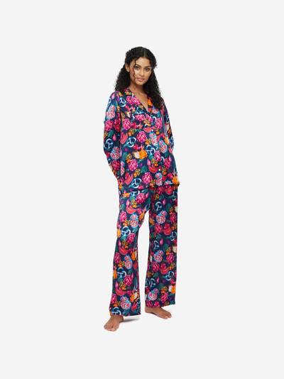Derek Rose Women's Pyjamas Brindisi 78 Silk Satin Navy outlook