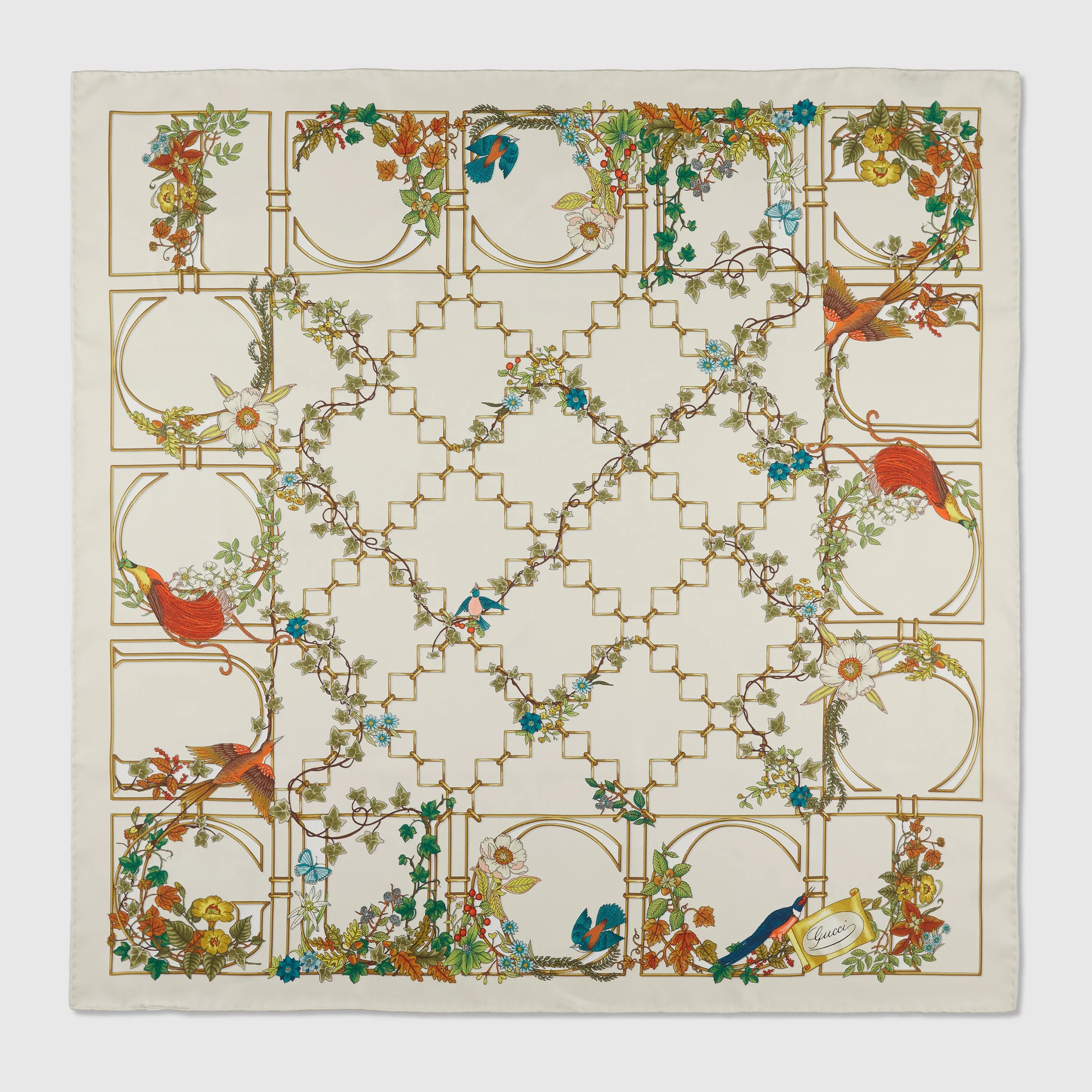 Animal and floral print silk carré - 1
