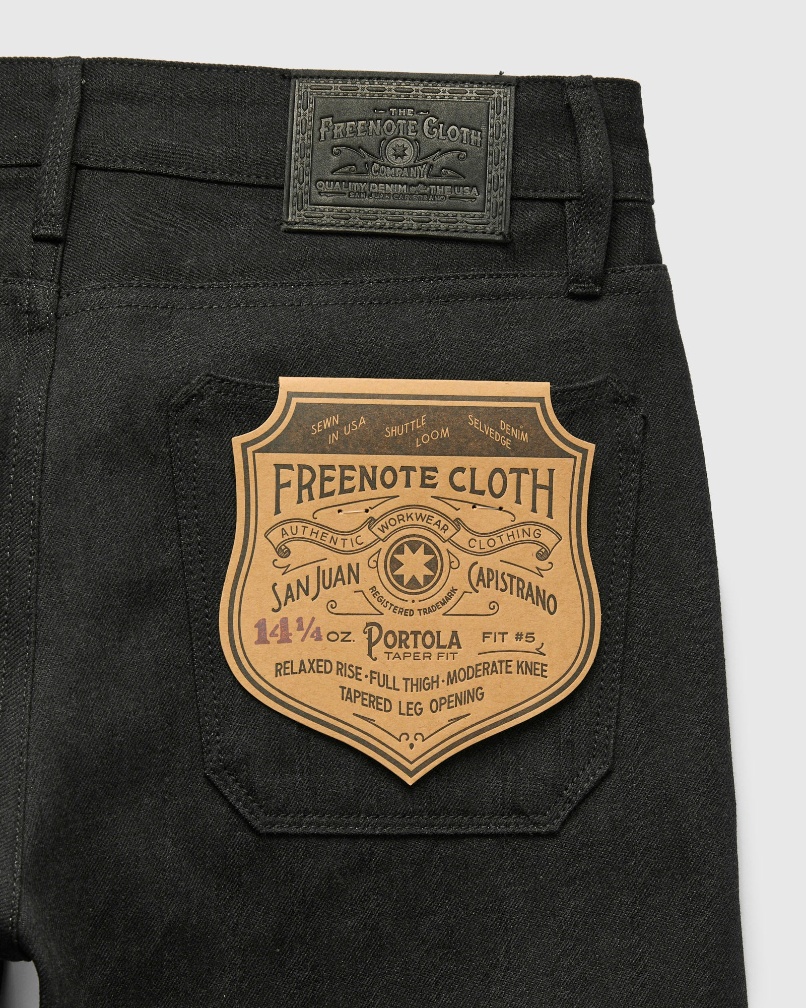 "Portola" 14.25oz Black Grey Selvedge Denim - Tapered Fit - 4