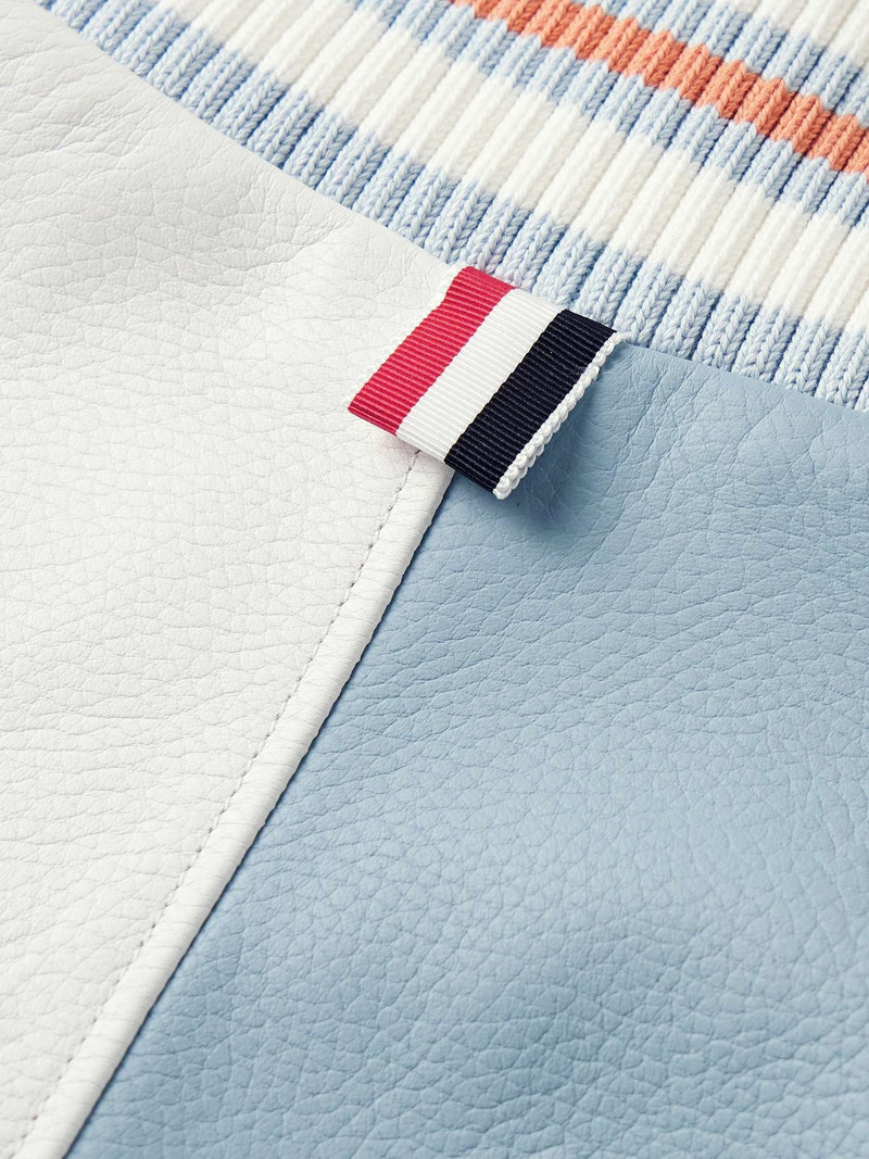 Colour-Block Striped Full-Grain Leather Blouson Jacket 3