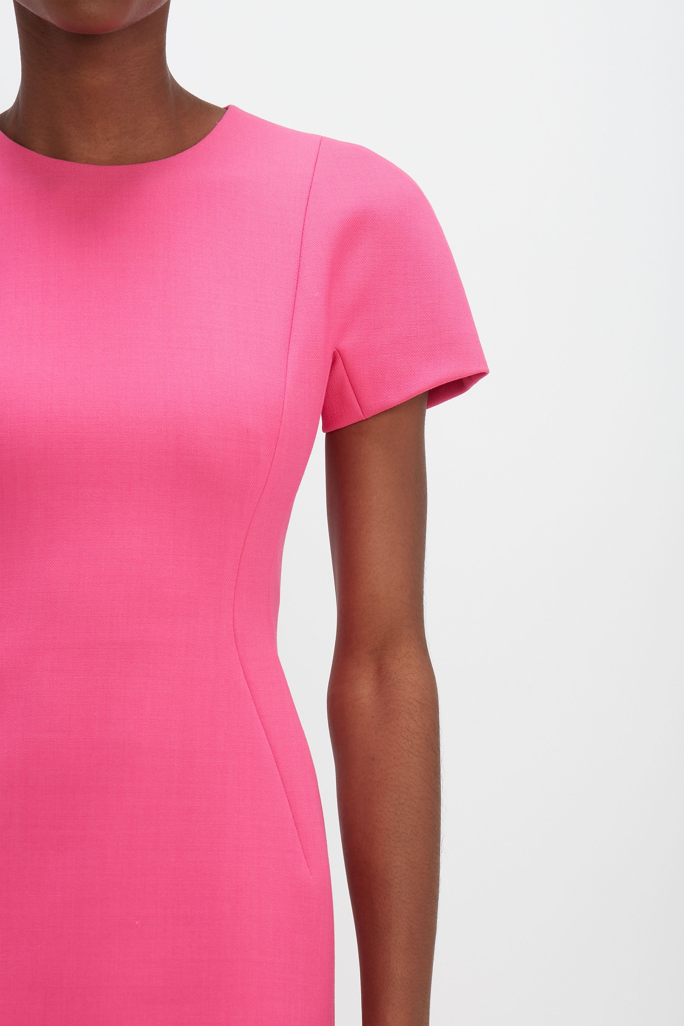 Victoria Beckham Fitted T Shirt Dress in Bright Pink REVERSIBLE